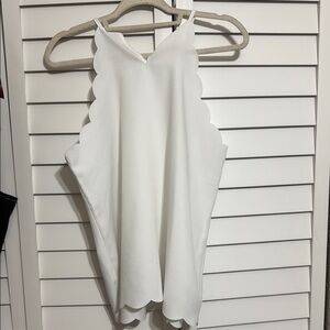 SHEIN White Scalloped Edge Blouse